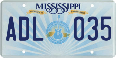 MS license plate ADL035