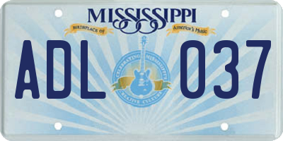 MS license plate ADL037