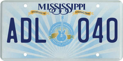 MS license plate ADL040
