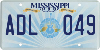 MS license plate ADL049