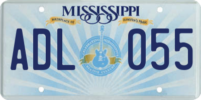 MS license plate ADL055