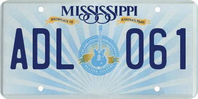 MS license plate ADL061