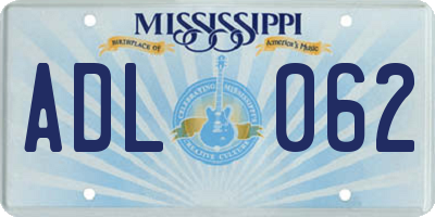 MS license plate ADL062