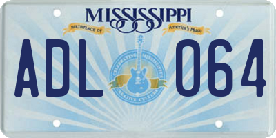 MS license plate ADL064