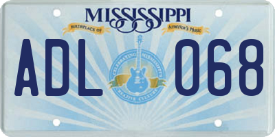MS license plate ADL068