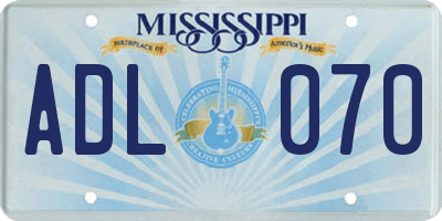 MS license plate ADL070