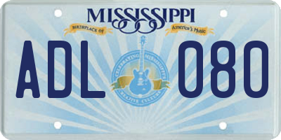 MS license plate ADL080