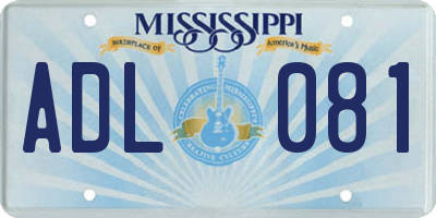 MS license plate ADL081