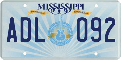 MS license plate ADL092