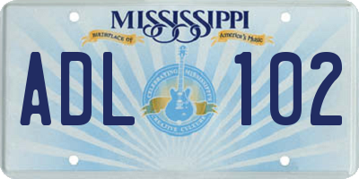 MS license plate ADL102