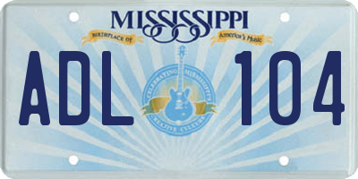 MS license plate ADL104