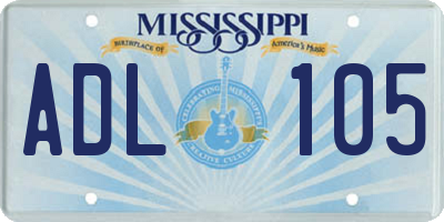 MS license plate ADL105