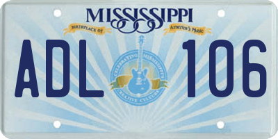 MS license plate ADL106