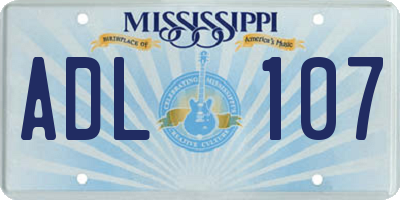 MS license plate ADL107