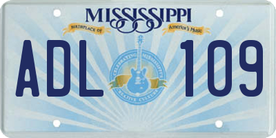 MS license plate ADL109