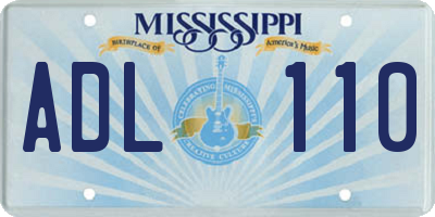 MS license plate ADL110