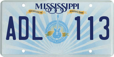 MS license plate ADL113