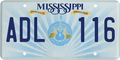 MS license plate ADL116