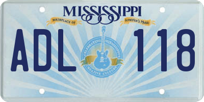 MS license plate ADL118