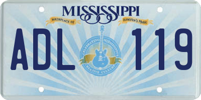 MS license plate ADL119