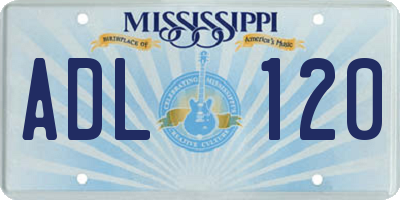 MS license plate ADL120