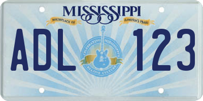 MS license plate ADL123