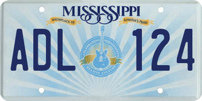 MS license plate ADL124