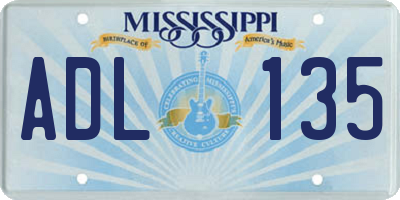 MS license plate ADL135
