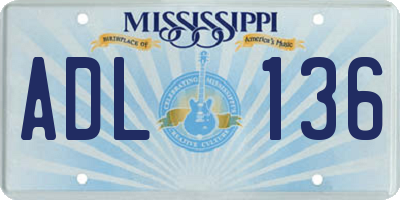 MS license plate ADL136