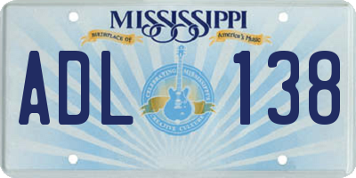 MS license plate ADL138