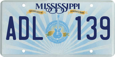 MS license plate ADL139