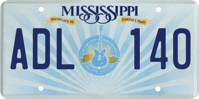 MS license plate ADL140