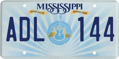 MS license plate ADL144