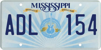 MS license plate ADL154