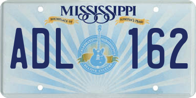 MS license plate ADL162