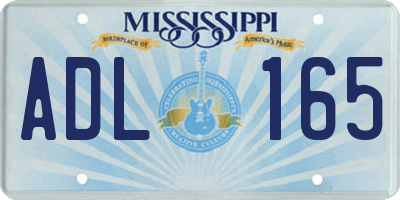 MS license plate ADL165