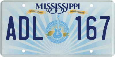 MS license plate ADL167