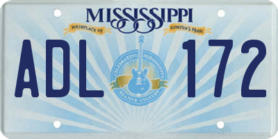 MS license plate ADL172