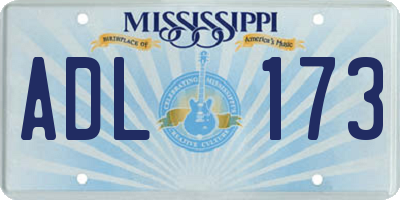 MS license plate ADL173