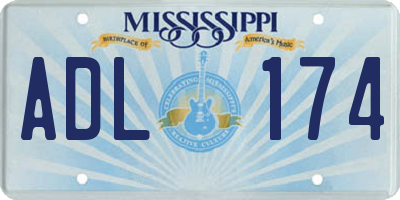 MS license plate ADL174