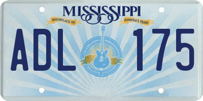 MS license plate ADL175