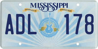 MS license plate ADL178