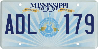 MS license plate ADL179