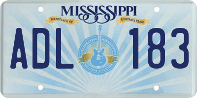 MS license plate ADL183