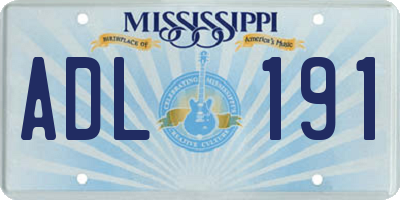 MS license plate ADL191