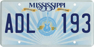 MS license plate ADL193