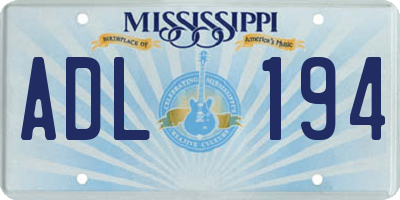 MS license plate ADL194