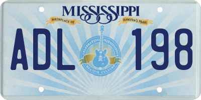 MS license plate ADL198