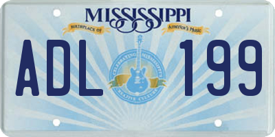 MS license plate ADL199