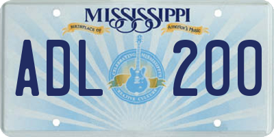 MS license plate ADL200